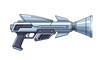 © ajji - An illustration of a futuristic, stylized blaster gun with a stylized handle and barrel