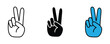 © NH RIDOY - Victory hand gesture for peace sign, success achievement and positive winning icon set. Two fingers raised v symbol. Vector Illustration.