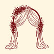 © Alivia - Wedding arch with floral decor and drapery in elegant line art style for ceremony and invitation design.