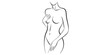 © Kailash Roy - A minimal black and white line art drawing featuring the elegant silhouette of a female torso Vector, illustration