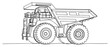 © Alicja - One line drawing of a massive mining dump truck for heavy duty construction