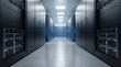© AAA - Clean Bright Data Center Corridor with Professional Server Enclosures and Cooling System