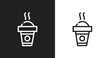 © VectorStockDesign - Hot drink icon. Linear black, white icon from winter collection. Outline hot drink vector. Thin line symbol isolated on white and black background