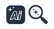 © jalal - Graphic illustration of a magnifying glass examining an Ai logo with sparkles on a white background.