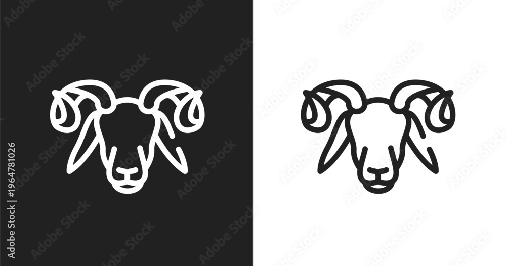 Simple Ram Animal Icon Ram icon. Linear black, white icon from free animals collection ...