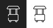 © VectorStockDesign - Food cart icon. Linear black, white icon from in the zoo collection. Outline food cart vector. Thin line symbol isolated on white and black background