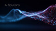 © Dave - Dynamic digital tech background with the words AI solutions. A futuristic design representing AI, big data networks