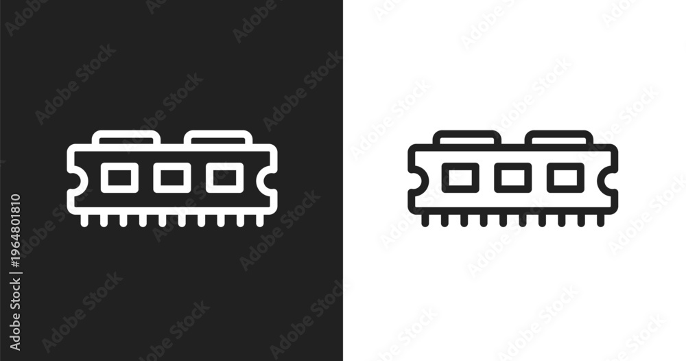 Ram memory icon. Linear black, white icon from computer and data ...