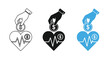 © noor - Flat lay of three colored icons depicting hands exchanging money for hearts with ECG lines on a white background.