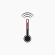 © Ahmed - Thermometer icon with radiating waves indicating high temperature or signal