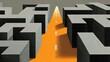 © Boonnam Burart - Abstract Concept of Overcoming Obstacles in Life with a Clear Path Through a Maze of Gray Structures and an Orange Road
