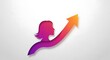 © MopoWe - Female leadership silhouette with rising arrow on white background representing career growth and business success for professional women today