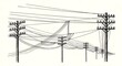 © Proliman - Vintage illustration of complex power lines and utility poles