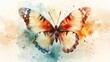 © Sinechana - 64.Elegant hand-painted butterfly with luminous watercolor tones, soft feathered edges, and expressive markings, designed as a versatile decorative element for creative printed materials.