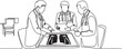 © MstMoushumi - One single line drawing group of team doctor discussing and diagnosing patient x-ray photo result at hospital. Medical health care service concept. One line draw graphic design vector