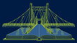 © slamet - A suspension bridge illustration, emerging from an open book, with a blue and green color scheme