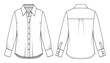 © Maestro - Professional womens collared buttonup blouse with long cuffed sleeves and back pleats perfect for apparel design development clothing manufacturing specifications and textile style guides