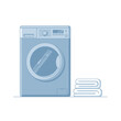 © Henry - Modern Washing Machine with Stacked Towels, Laundry Room Appliance Illustration