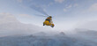 © edb3_16 - Rescue Helicopter Flying Over Foggy Snowy Mountain Landscape in 3D Rendering Aerial Rescue Scene