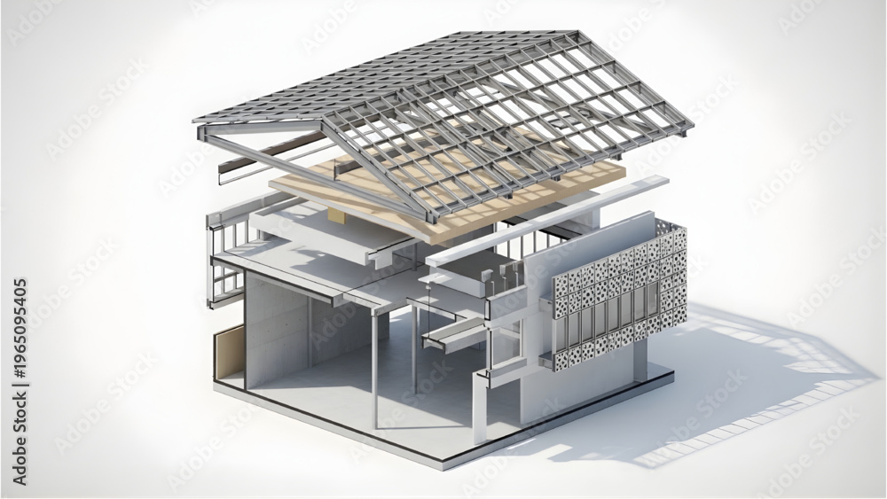 Image vectorielle Stock Isometric Exploded Roof Architecture Section ...