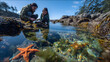 © ศุภกร อัศวศรีวรนันท์ - Father and child discovering marine life in a rocky shore tide pool