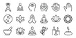 © Vector Gallery - Yoga, meditation, and mind relax editable stroke outline icon, isolated on white background, flat vector illustration of person in lotus pose, mindfulness, and relaxation for wellness and mental