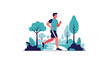 © Amie - Modern illustration of man jogging in park, representing exercise for mental health, stress relief, emotional balance, and healthy lifestyle improvement
