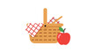 © AAS CREATIVE - Picnic basket with red apple inside.