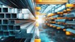 © NovaVision - Warehouse full of metal bars and pipes, industrial storage and logistics concept
