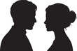 © Masud - Man and woman silhouette face to face vector
