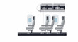 © Project - A simplified view inside an airplane cabin with seats and luggage