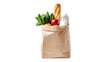 © Sorin - Isolated paper bag full of fresh groceries, healthy food for home delivery or convenient shopping