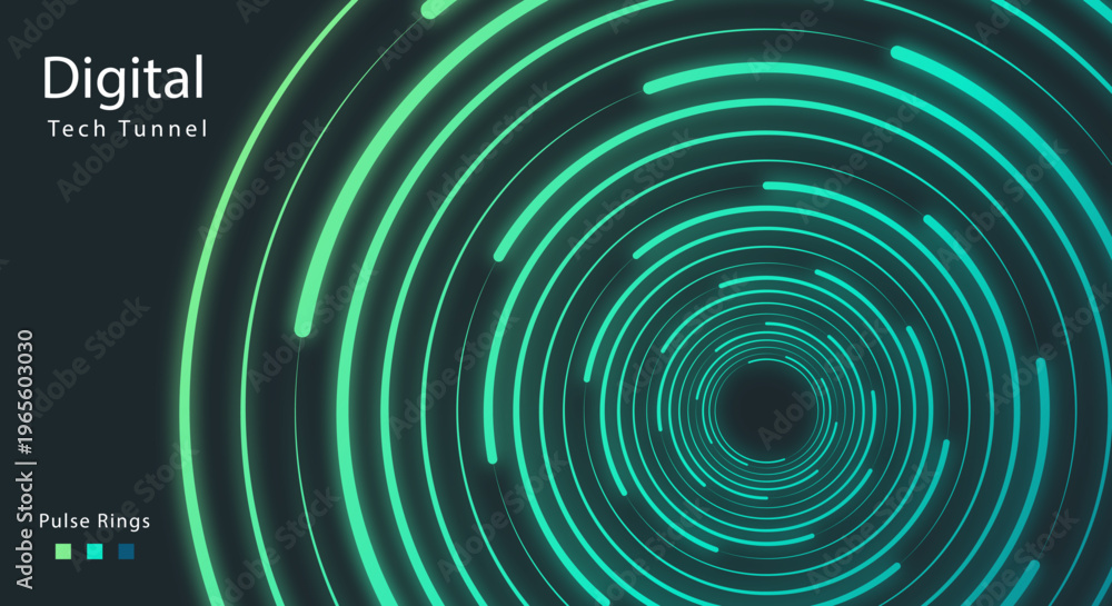 Futuristic Abstract Digital Tech Tunnel with Glowing Neon Pulse Rings ...
