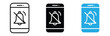© Welcome - Mute notification icons on mobile phones in black and white and blue, Symbolizing do not disturb mode or silent notifications
