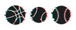 © supplement - Glitch art design of basketball, tennis ball, and baseball in 3d effect