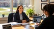 © UnPhouvith - A college advisor smiles warmly as she engages in a counseling session with a student. The advisor, a young woman with dark hair, sits at a wooden desk in a college advising center.