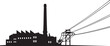 © MDARMAN - Industrial building silhouette with smokestack and power lines factory