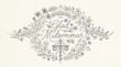 © Aleksei - Line art illustration with thin continuous strokes forming flowers, leaves, and Nordic ornaments, minimalistic Scandinavian midsummer composition, elegant flowing Swedish script “Glad Midsommar”