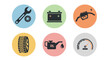 © sadad - Automotive icons set wrench battery fuel tire oil and speedometer
