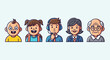 © sadad - Cartoon illustrations representing different age groups against a simple background