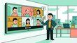© aimodels24 - A manager presenting to a virtual meeting with team members on a screen