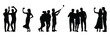 © Munna2 - People selfie silhouette, group of friends taking photo with smartphone, social media concept