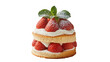 © Alexander - Delicious layered strawberry shortcake dessert with fresh cream and mint leaves, isolated on transparent background for sweet menus