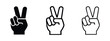© liubomir118809 - Peace sign hand gesture icon variations, victory symbol for success, protest, or welcome in different styles