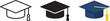 © Yurii - graduation cap mortarboard icon set in outline solid and color styles for education university diploma and academic achievement isolated on transparent background