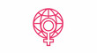 © Sandi - Pink feminist symbol on a white background, featuring a stylized globe with a female sign, conveying a sense of female empowerment and global unity.