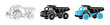 © Graphicdsrv - Heavy Duty Mining Dump Truck Vector Icon Set for Construction and Industrial Machinery Design