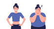 © Himel - Illustration of two women representing different body types including a slim fit woman and a plus-size woman in blue.