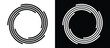 © Mykola Mazuryk - Two variants of concentric segmented circle with rotation gaps displayed on white and black backgrounds. Minimalist vector icon for speed, technology, branding and modern UI design concepts.