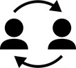 © あんころもち(ankomando) - 循環する矢印と二人の人物のモノクロアイコン（サイクル・継続・フィードバック・交換・エコ）